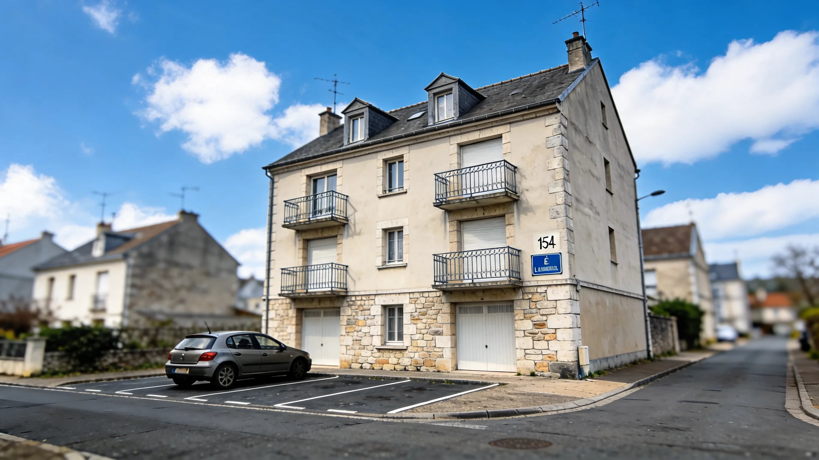 Façade immeuble après remplacement de ciel bleu par IA Scenimmo