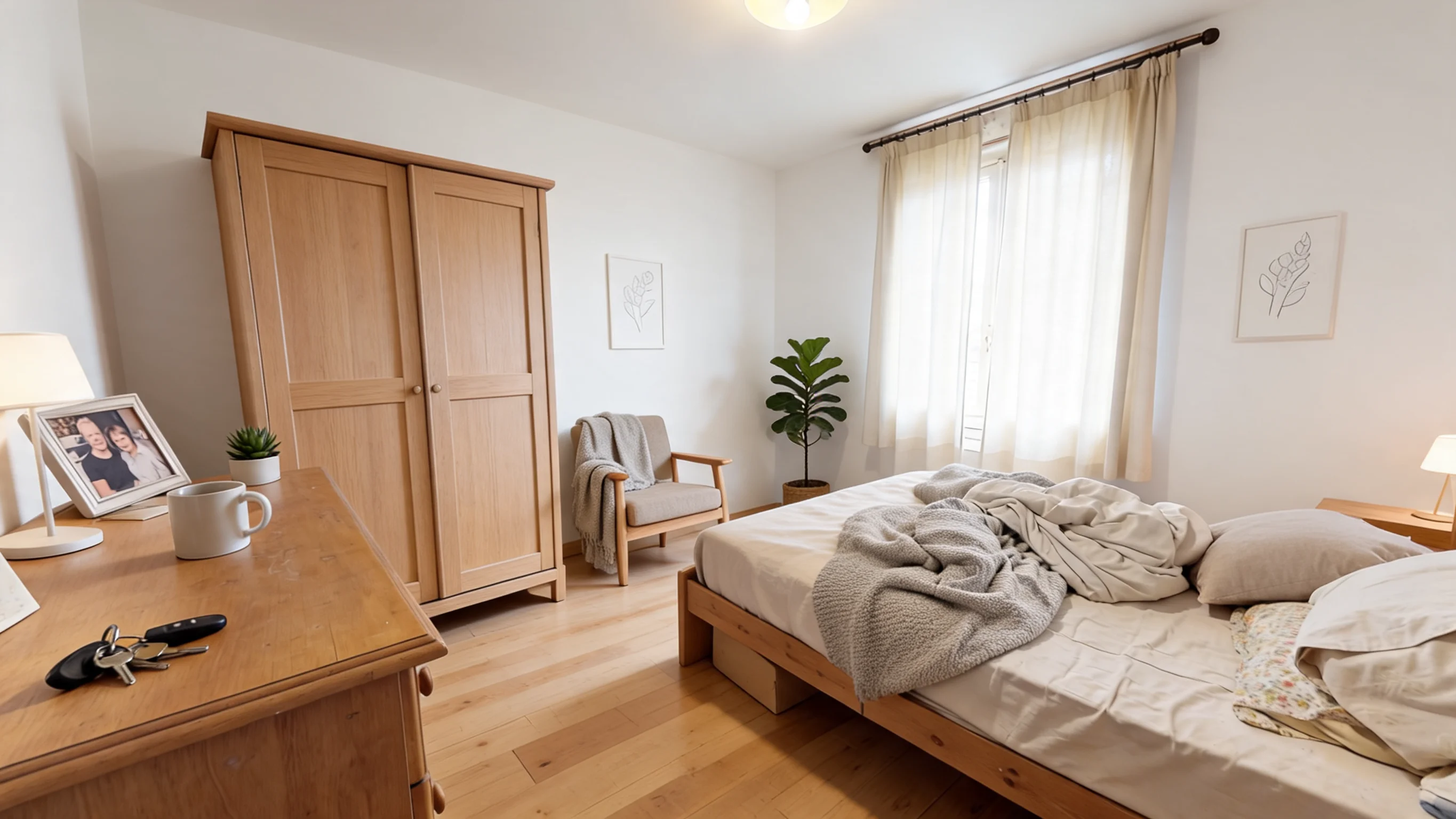 Chambre après home staging virtuel style Scandinave — Scenimmo